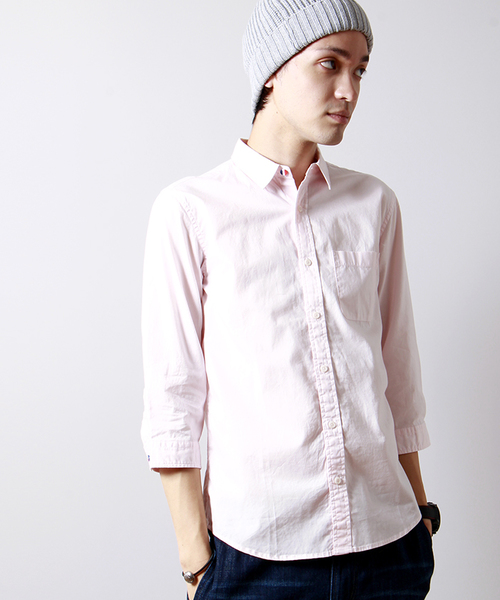 WEGO（ウィゴー）の「WEGO/トリコボタン7分袖シャツ（シャツ/ブラウス・メンズ・ホワイト/ライム/ネイビー/イエロー/サックスブルー/ライトピンク・MEDIUM/LARGE）」の6枚目の写真