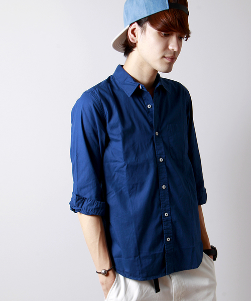 WEGO（ウィゴー）の「WEGO/トリコボタン7分袖シャツ（シャツ/ブラウス・メンズ・ホワイト/ライム/ネイビー/イエロー/サックスブルー/ライトピンク・MEDIUM/LARGE）」の4枚目の写真