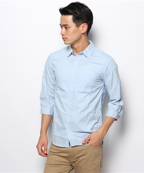 WEGO（ウィゴー）の「WEGO/トリコボタン7分袖シャツ（シャツ/ブラウス・メンズ・ホワイト/ライム/ネイビー/イエロー/サックスブルー/ライトピンク・MEDIUM/LARGE）」の5枚目の写真