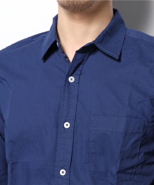 WEGO（ウィゴー）の「WEGO/トリコボタン7分袖シャツ（シャツ/ブラウス・メンズ・ホワイト/ライム/ネイビー/イエロー/サックスブルー/ライトピンク・MEDIUM/LARGE）」の10枚目の写真