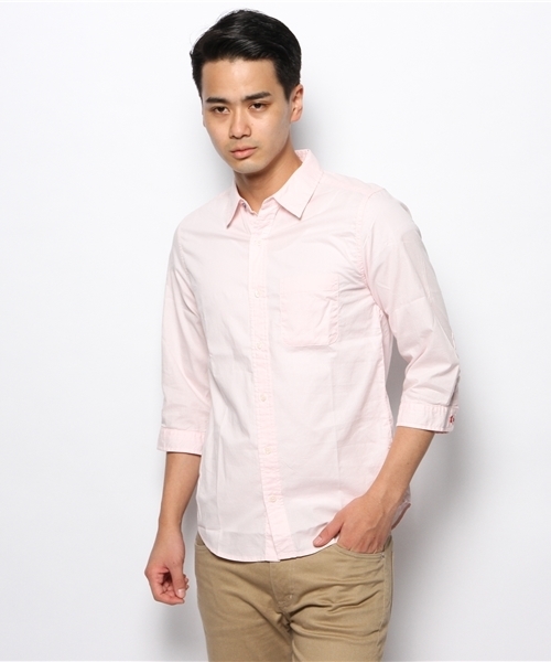 WEGO（ウィゴー）の「WEGO/トリコボタン7分袖シャツ（シャツ/ブラウス・メンズ・ホワイト/ライム/ネイビー/イエロー/サックスブルー/ライトピンク・MEDIUM/LARGE）」の19枚目の写真