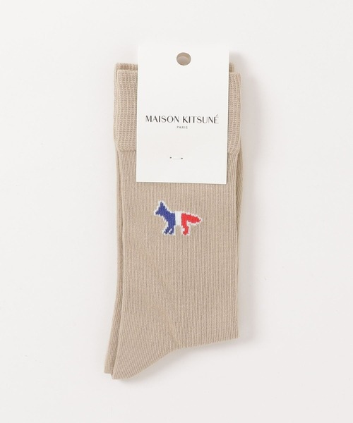 Maison Kitsune（メゾンキツネ）の「TRICOLOR FOX SOCKS（ソックス/靴下・メンズ・ネイビー/レッド/サンドベージュ/ネイビー系1/霜降りグレー・S/M）」の9枚目の写真