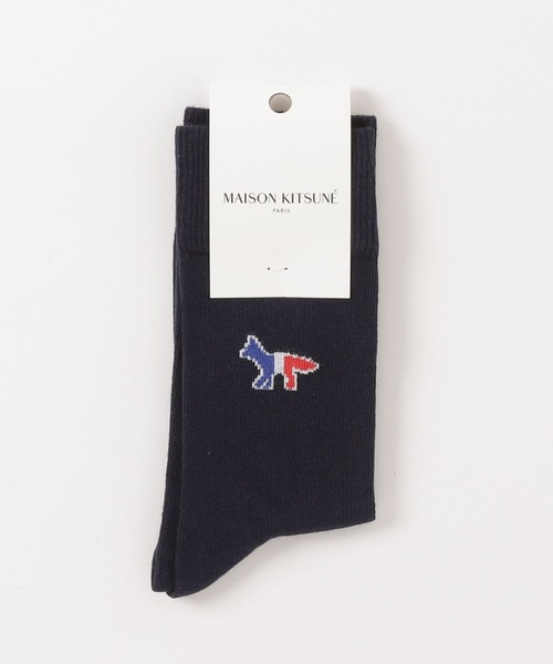 Maison Kitsune（メゾンキツネ）の「TRICOLOR FOX SOCKS（ソックス/靴下・メンズ・ネイビー/レッド/サンドベージュ/ネイビー系1/霜降りグレー・S/M）」の10枚目の写真