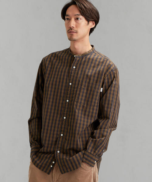 GYMPHLEX（ジムフレックス）の「［ジムフレックス］SC★GYMPHLEX RELAX バンドカラーシャツ（シャツ/ブラウス・メンズ・ピンク/ベージュ/ロイヤルブルー/ネイビー・MEDIUM/LARGE）」の2枚目の写真