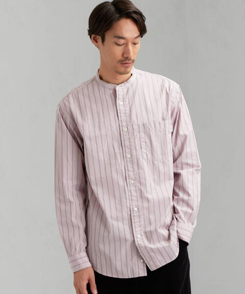 GYMPHLEX（ジムフレックス）の「［ジムフレックス］SC★GYMPHLEX RELAX バンドカラーシャツ（シャツ/ブラウス・メンズ・ピンク/ベージュ/ロイヤルブルー/ネイビー・MEDIUM/LARGE）」の4枚目の写真