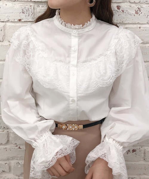 one after another NICE CLAUP（ワンアフターアナザーナイスクラップ）の「【Web限定】ブラウス＋スカート+ベルト+カチューシャ（4点セット）（ワンピース・レディース・オフホワイト/ベージュ・FREE）」の3枚目の写真