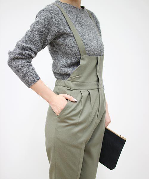 ELFORBR（エルフォーブル）の「フラノサロペットパンツ（その他パンツ・レディース・カーキ/ブラック・38/36）」の12枚目の写真