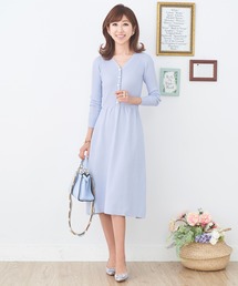 パールボタン ワイドリブ ニット ワンピース Prima Scherrer