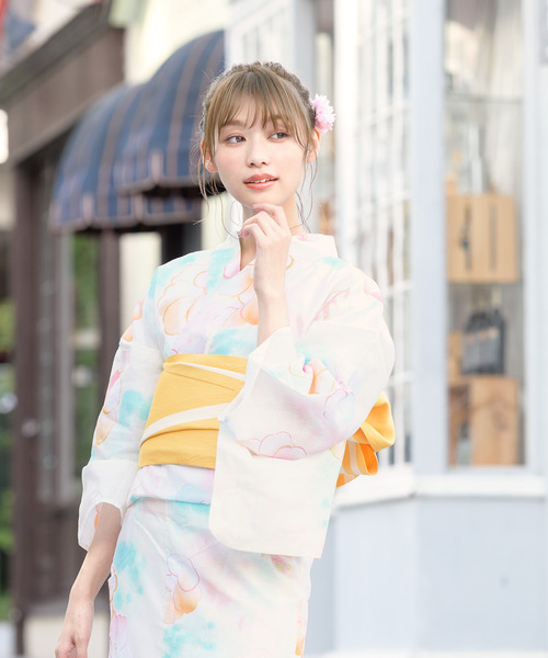 bonheur saisons（ボヌールセゾン）の「選べるレディース浴衣2点セット （浴衣＋帯）「bonheur saisons/ボヌールセゾン」（浴衣・レディース・ホワイト系その他/ブルー系その他/ホワイト系その他2/ホワイト系その他3/ホワイト系その他4/ホワイト系その他5/ホワイト系その他6/ホワイト系その他7・FREE）」の4枚目の写真