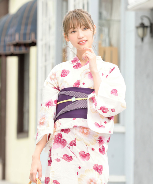 bonheur saisons（ボヌールセゾン）の「選べるレディース浴衣2点セット （浴衣＋帯）「bonheur saisons/ボヌールセゾン」（浴衣・レディース・ホワイト系その他/ブルー系その他/ホワイト系その他2/ホワイト系その他3/ホワイト系その他4/ホワイト系その他5/ホワイト系その他6/ホワイト系その他7・FREE）」の5枚目の写真