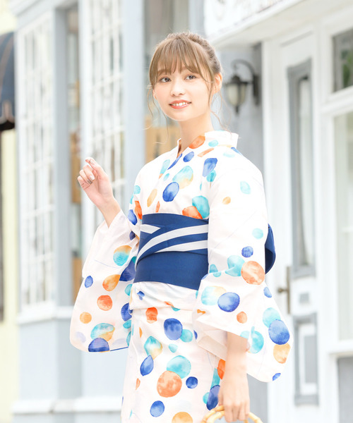 bonheur saisons（ボヌールセゾン）の「選べるレディース浴衣2点セット （浴衣＋帯）「bonheur saisons/ボヌールセゾン」（浴衣・レディース・ホワイト系その他/ブルー系その他/ホワイト系その他2/ホワイト系その他3/ホワイト系その他4/ホワイト系その他5/ホワイト系その他6/ホワイト系その他7・FREE）」の6枚目の写真