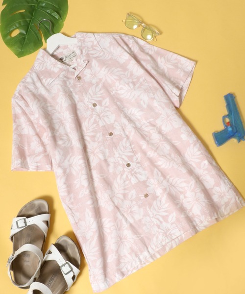 Salong hameu（サロン ハミュー）の「花柄ボタニカル総柄 コットンアロハシャツ メンズ レディース/半袖オープンカラーシャツ（シャツ/ブラウス・メンズ・ホワイト/ライトブルー/レッド/イエロー/ブルー/エメラルド/サンドベージュ/ブラックミックス/ホワイト×レッド/ホワイト×ブルー/ホワイト×ブラック/レッド系その他/ライトピンク/ホワイト×エメラルドグリーン/ホワイト×ピンク/グレイッシュブルー/イエロー×グリーン/ダークネイビー/グリーン×オレンジ/スミクロ/ブラック・LL/S/M/L）」の19枚目の写真