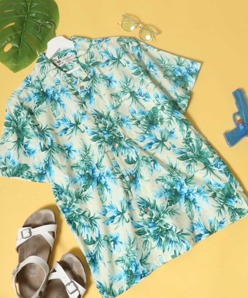 Salong hameu（サロン ハミュー）の「花柄ボタニカル総柄 コットンアロハシャツ メンズ レディース/半袖オープンカラーシャツ（シャツ/ブラウス・メンズ・ホワイト/ライトブルー/レッド/イエロー/ブルー/エメラルド/サンドベージュ/ブラックミックス/ホワイト×レッド/ホワイト×ブルー/ホワイト×ブラック/レッド系その他/ライトピンク/ホワイト×エメラルドグリーン/ホワイト×ピンク/グレイッシュブルー/イエロー×グリーン/ダークネイビー/グリーン×オレンジ/スミクロ/ブラック・LL/S/M/L）」の18枚目の写真