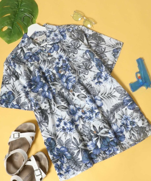 Salong hameu（サロン ハミュー）の「花柄ボタニカル総柄 コットンアロハシャツ メンズ レディース/半袖オープンカラーシャツ（シャツ/ブラウス・メンズ・ホワイト/ライトブルー/レッド/イエロー/ブルー/エメラルド/サンドベージュ/ブラックミックス/ホワイト×レッド/ホワイト×ブルー/ホワイト×ブラック/レッド系その他/ライトピンク/ホワイト×エメラルドグリーン/ホワイト×ピンク/グレイッシュブルー/イエロー×グリーン/ダークネイビー/グリーン×オレンジ/スミクロ/ブラック・LL/S/M/L）」の14枚目の写真