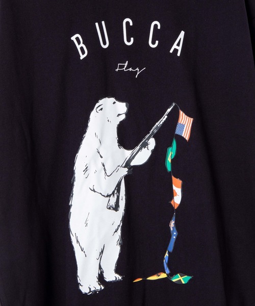 BUCCA 44(ブッカフォーティーフォー)の「【BUCCA 44】ベアフラッグプリントT(Tシャツ/カットソー・メンズ・ホワイト/ブラック・MEDIUM/LARGE/X-LARGE/XX-LARGE/XXX-LARGE)」の6枚目の写真