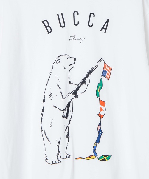 BUCCA 44(ブッカフォーティーフォー)の「【BUCCA 44】ベアフラッグプリントT(Tシャツ/カットソー・メンズ・ホワイト/ブラック・MEDIUM/LARGE/X-LARGE/XX-LARGE/XXX-LARGE)」の3枚目の写真
