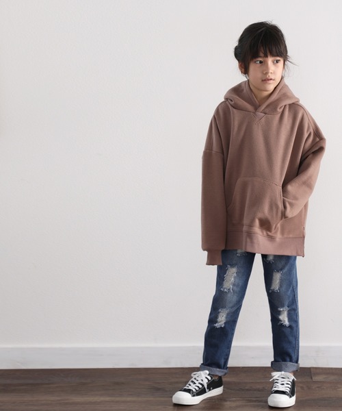 classicalelf（クラシカルエルフ）の「キッズ ビッグシルエットプルオーバーパーカー(長袖)（パーカー・キッズ・ブラック/ベージュ/グレー/モカ/ライトカーキ・130/140/150）」の22枚目の写真
