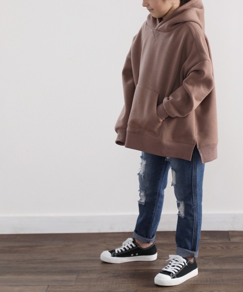 classicalelf（クラシカルエルフ）の「キッズ ビッグシルエットプルオーバーパーカー(長袖)（パーカー・キッズ・ブラック/ベージュ/グレー/モカ/ライトカーキ・130/140/150）」の21枚目の写真