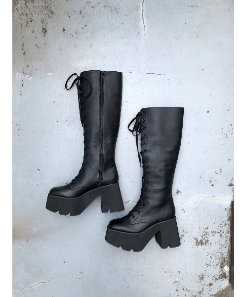 FIG&VIPER（フィグアンドバイパー）の「レースUPロングブーツ（ブーツ・レディース・ブラック・MEDIUM/LARGE/SMALL）」の5枚目の写真