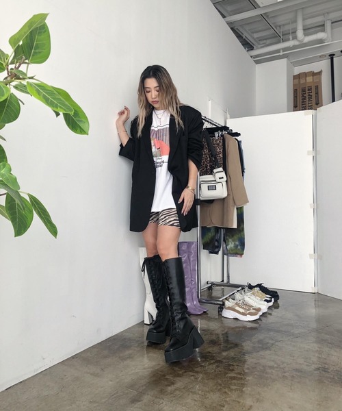 FIG&VIPER（フィグアンドバイパー）の「レースUPロングブーツ（ブーツ・レディース・ブラック・MEDIUM/LARGE/SMALL）」の8枚目の写真