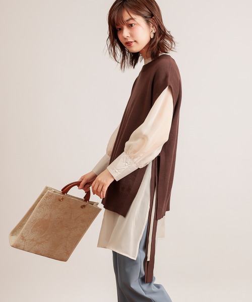 natural couture（ナチュラルクチュール）の「サイドリボンゆるベスト（ベスト・レディース・ベージュ/ブラウン/アイボリー・FREE）」の6枚目の写真