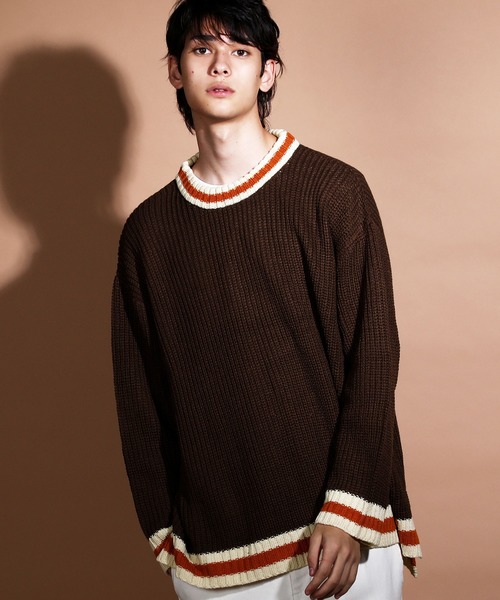 Air Tokyo（エアートウキョー）の「ローゲージ オーバーサイズ ニット  【ファッションインフルエンサー風早ゆうた × AIR TOKYOコラボ】 ビッグシルエット セーター クルーネック（ニット/セーター・メンズ・ブラック/グレー/ブラウン・FREE）」の15枚目の写真