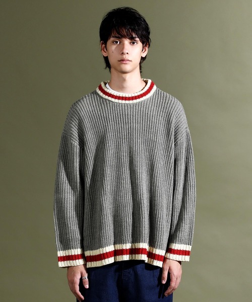 Air Tokyo（エアートウキョー）の「ローゲージ オーバーサイズ ニット  【ファッションインフルエンサー風早ゆうた × AIR TOKYOコラボ】 ビッグシルエット セーター クルーネック（ニット/セーター・メンズ・ブラック/グレー/ブラウン・FREE）」の5枚目の写真