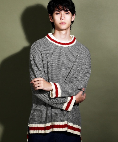 Air Tokyo（エアートウキョー）の「ローゲージ オーバーサイズ ニット  【ファッションインフルエンサー風早ゆうた × AIR TOKYOコラボ】 ビッグシルエット セーター クルーネック（ニット/セーター・メンズ・ブラック/グレー/ブラウン・FREE）」の12枚目の写真