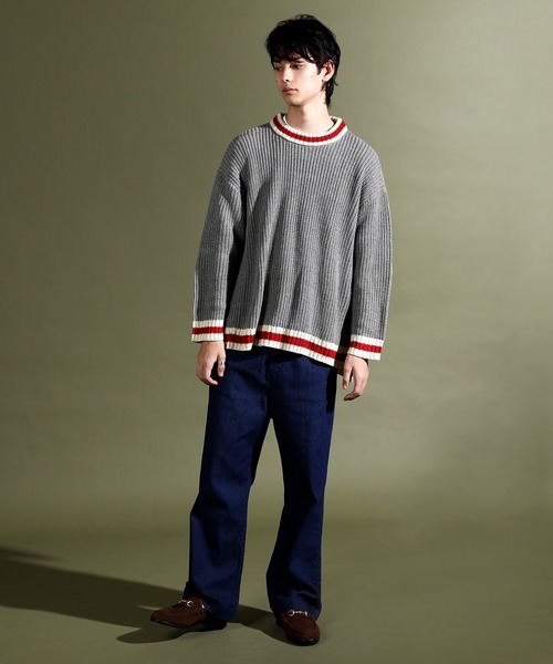 Air Tokyo（エアートウキョー）の「ローゲージ オーバーサイズ ニット  【ファッションインフルエンサー風早ゆうた × AIR TOKYOコラボ】 ビッグシルエット セーター クルーネック（ニット/セーター・メンズ・ブラック/グレー/ブラウン・FREE）」の13枚目の写真