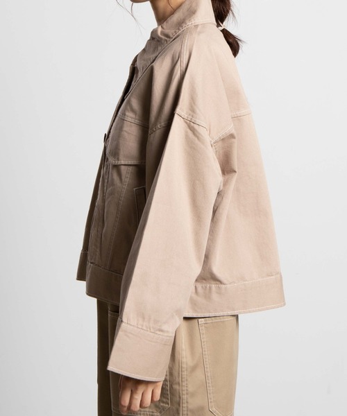 WEGO（ウィゴー）の「WEGO/ワイドスリーブ配色ステッチジャケット（デニムジャケット・レディース・ブラック/ベージュ・FREE）」の11枚目の写真