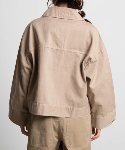 WEGO（ウィゴー）の「WEGO/ワイドスリーブ配色ステッチジャケット（デニムジャケット・レディース・ブラック/ベージュ・FREE）」の12枚目の写真