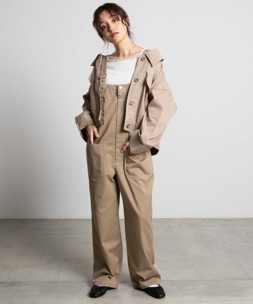 WEGO（ウィゴー）の「WEGO/ワイドスリーブ配色ステッチジャケット（デニムジャケット・レディース・ブラック/ベージュ・FREE）」の6枚目の写真