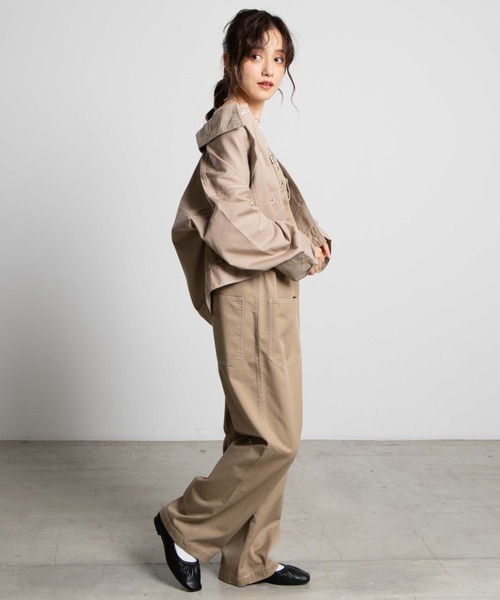 WEGO（ウィゴー）の「WEGO/ワイドスリーブ配色ステッチジャケット（デニムジャケット・レディース・ブラック/ベージュ・FREE）」の8枚目の写真