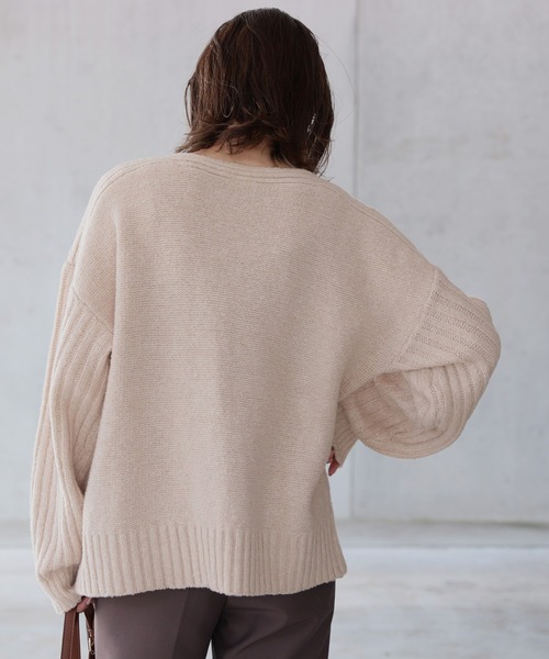 reca（レカ）の「ボリュームデザインニット（ニット/セーター・レディース・グリーン/モカ/アイボリー・M）」の7枚目の写真