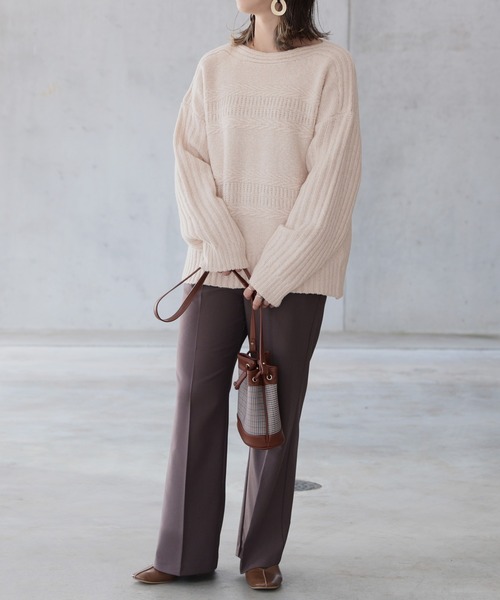 reca（レカ）の「ボリュームデザインニット（ニット/セーター・レディース・グリーン/モカ/アイボリー・M）」の8枚目の写真