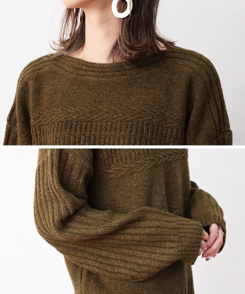 reca（レカ）の「ボリュームデザインニット（ニット/セーター・レディース・グリーン/モカ/アイボリー・M）」の20枚目の写真