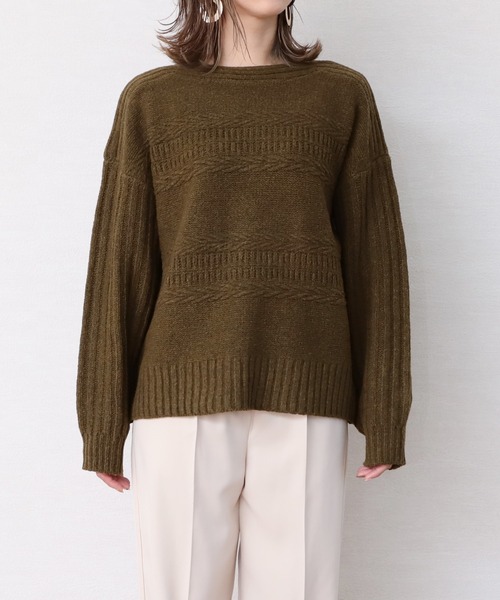 reca（レカ）の「ボリュームデザインニット（ニット/セーター・レディース・グリーン/モカ/アイボリー・M）」の9枚目の写真