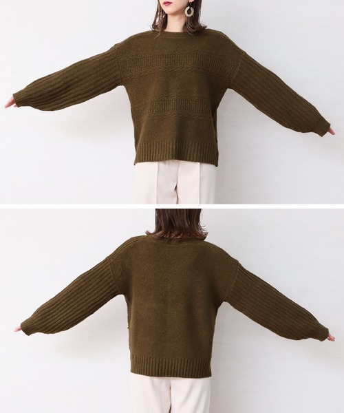 reca（レカ）の「ボリュームデザインニット（ニット/セーター・レディース・グリーン/モカ/アイボリー・M）」の12枚目の写真