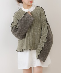 Chico | 配色メロールーズニット/パッチワークニット(ニット/セーター)