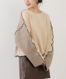 Chico | 配色メロールーズニット/パッチワークニット(ニット/セーター)