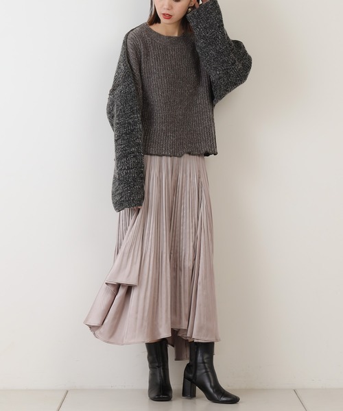 Chico（チコ）の「配色メロールーズニット/パッチワークニット（ニット/セーター・レディース・チャコールグレー/カーキ/ライトベージュ/ベージュ・FREE）」の12枚目の写真