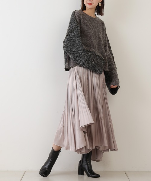 Chico（チコ）の「配色メロールーズニット/パッチワークニット（ニット/セーター・レディース・チャコールグレー/カーキ/ライトベージュ/ベージュ・FREE）」の10枚目の写真