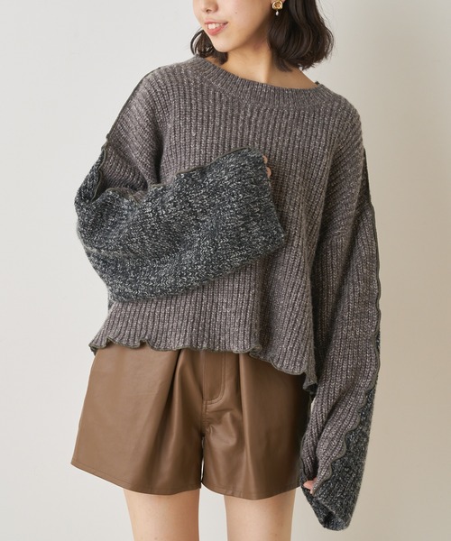 Chico（チコ）の「配色メロールーズニット/パッチワークニット（ニット/セーター・レディース・チャコールグレー/カーキ/ライトベージュ/ベージュ・FREE）」の20枚目の写真