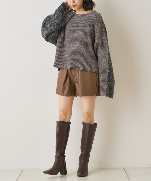 Chico（チコ）の「配色メロールーズニット/パッチワークニット（ニット/セーター・レディース・チャコールグレー/カーキ/ライトベージュ/ベージュ・FREE）」の21枚目の写真
