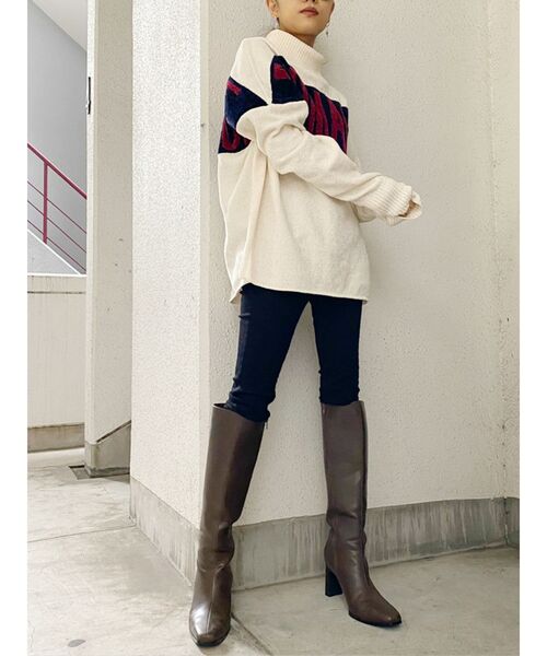 GYDA（ジェイダ）の「【WEB限定】BROMANCE ジャガードニットTOPS（ニット/セーター・レディース・アイボリー/ネイビー/ブラウン・FREE）」の7枚目の写真