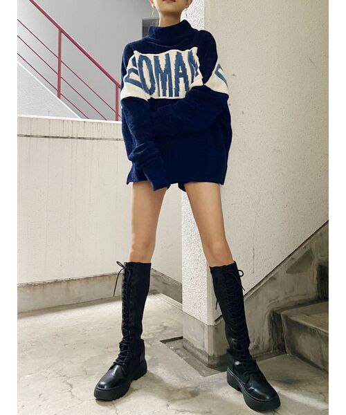 GYDA（ジェイダ）の「【WEB限定】BROMANCE ジャガードニットTOPS（ニット/セーター・レディース・アイボリー/ネイビー/ブラウン・FREE）」の5枚目の写真