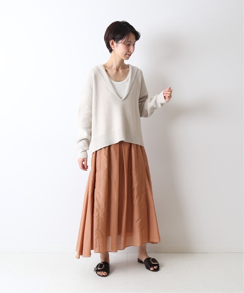 FRAMeWORK（フレームワーク）の「コットンシルク切り替えスカート◆（スカート・レディース・ブラウン/ライトグリーン/ネイビー・40/38/36）」の4枚目の写真