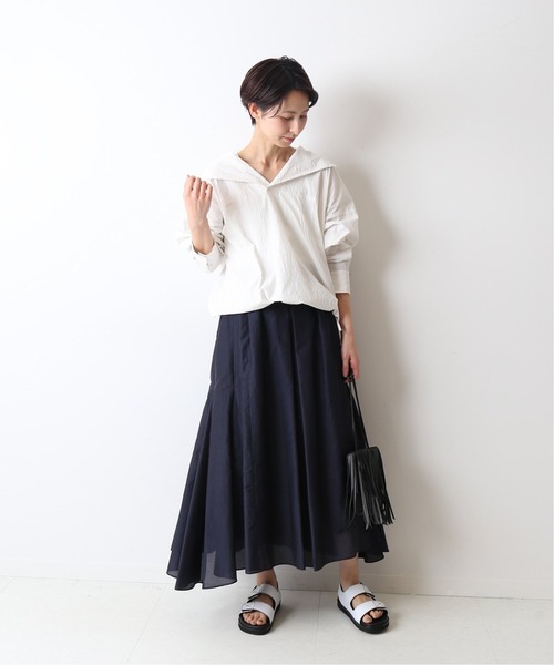 FRAMeWORK（フレームワーク）の「コットンシルク切り替えスカート◆（スカート・レディース・ブラウン/ライトグリーン/ネイビー・40/38/36）」の7枚目の写真