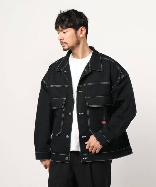 Dickies(ディッキーズ)の「【Dickies/ディッキーズ】 ショートジャケット ビッグシルエット ワンポイント ブランドロゴ ジャケット/カバーオール/(ブルゾン・メンズ・ブラック/ホワイト・M/L)」の6枚目の写真