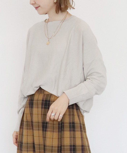 AMERICAN HOLIC（アメリカンホリック）の「クルーネックコクーンニットプルオーバー　＊●（ニット/セーター・レディース・チャコールグレー/オフホワイト/ピンク/サックスブルー/オレンジ/グレイッシュベージュ・L/M）」の4枚目の写真